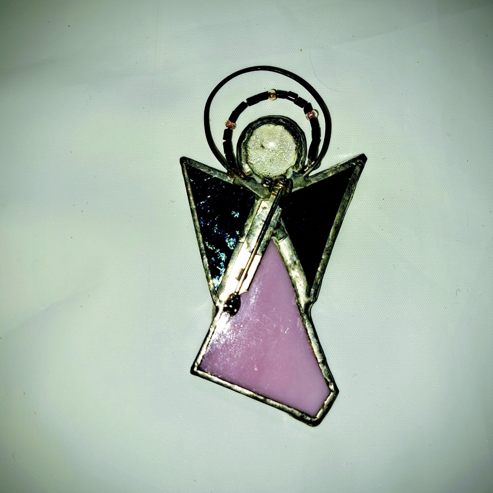 Stained Glass Angel Pendant Or Pin